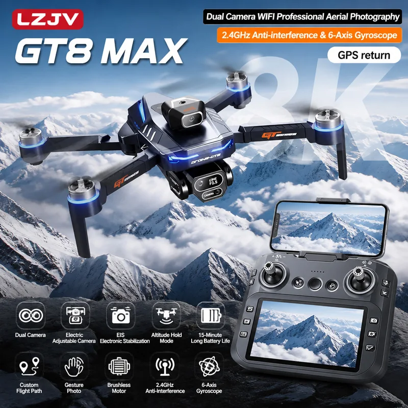 Drone Camera Night Vision - Drone Dobrável GT8 Max com Câmera